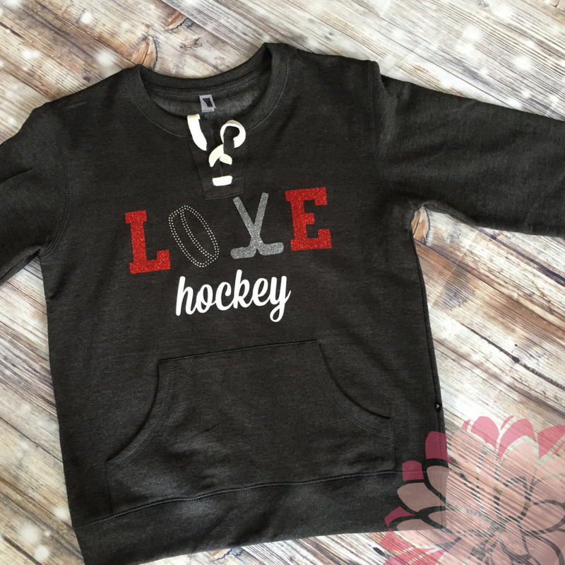 Love Hockey Jersey Style Women's Fleece - Skater Design with Rhinestones